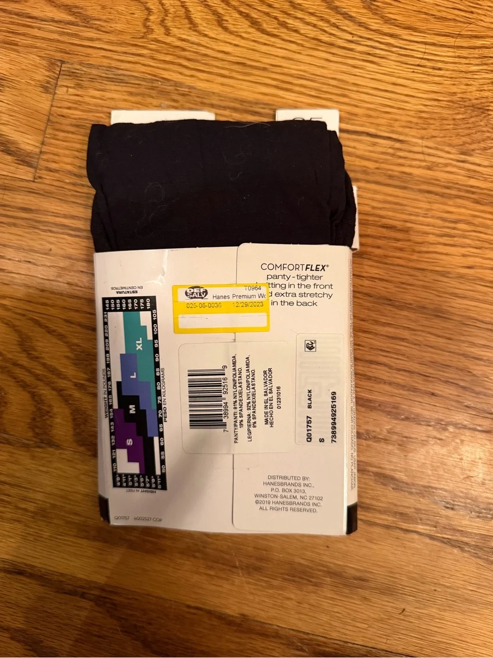 NWT Hanes Black Opaque High-Waist Tights